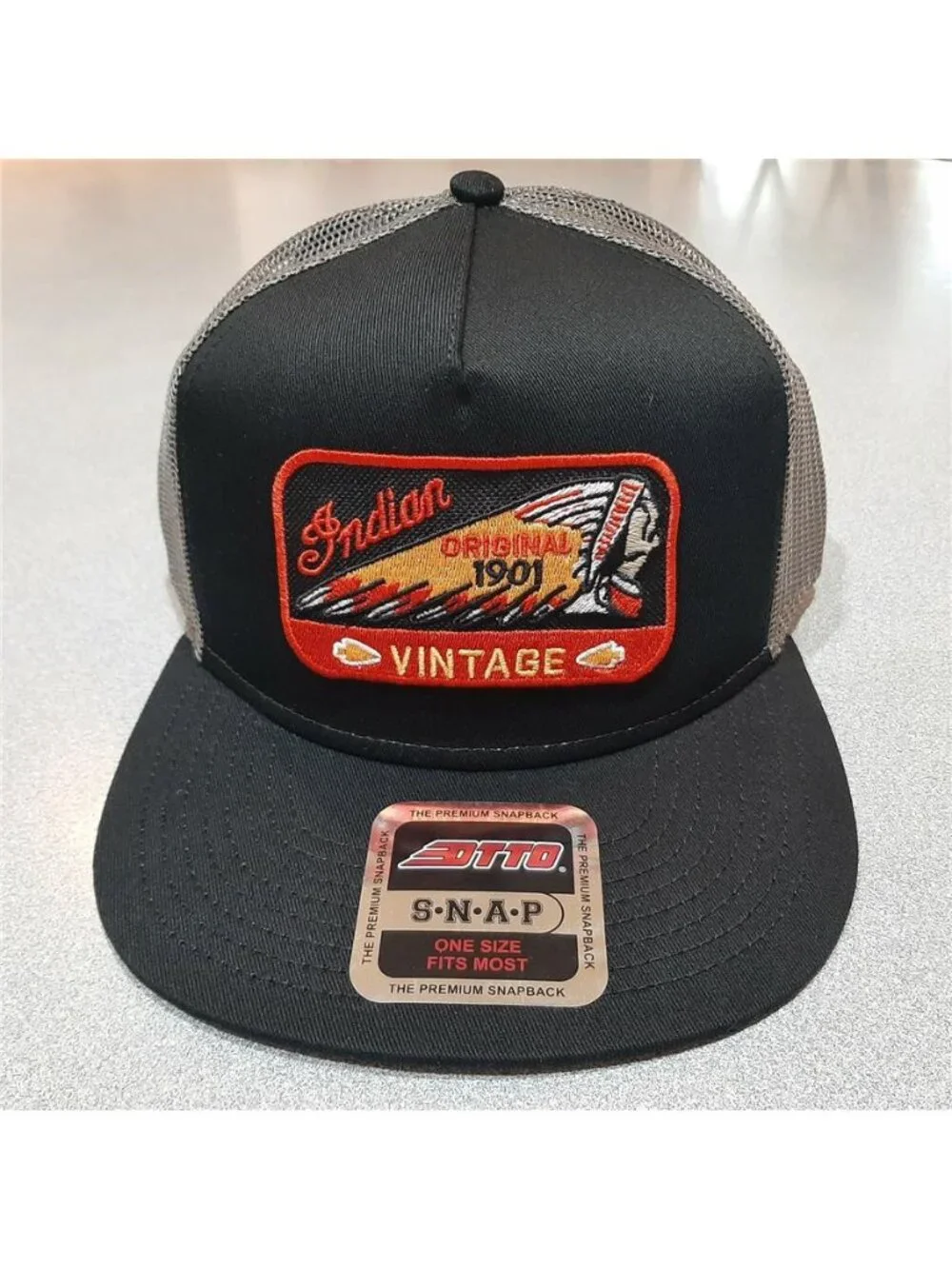 Retro Indian Motorcycle Trucker Hat Vintage Biker Patch Richardson 112 Cap 80s